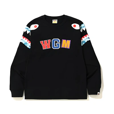 BAPE ABC Camo Shark Long Sleeve Tee Unisex Black Blue 1F70-111-017BLACKBLUE