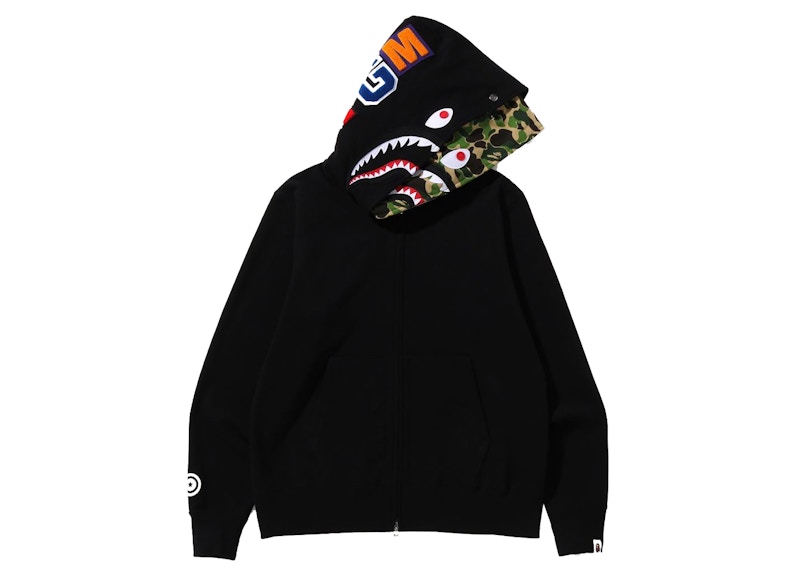 Order BAPE ABC 迷彩鯊魚寬版全開雙面連帽外套 '黑色'