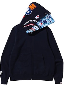 BAPE ABC Camo Shark Hoodie Zip Penuh Wide Fit 'Navy' Order BAPE ABC Camo Shark Hoodie Zip Penuh Wide Fit 'Navy'