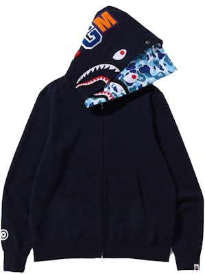 BAPE ABC Camo Shark Wide Fit Full Zip Double Hoodie 'Navy' Order BAPE ABC Camo Shark Wide Fit Full Zip Double Hoodie 'Navy'