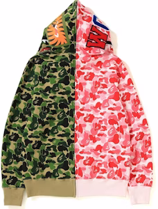 Sudadera con Capucha Bape ABC Separate Shark Cremallera Completa Rosa Verde Order Sudadera con Capucha Bape ABC Separate Shark Cremallera Completa Rosa Verde
