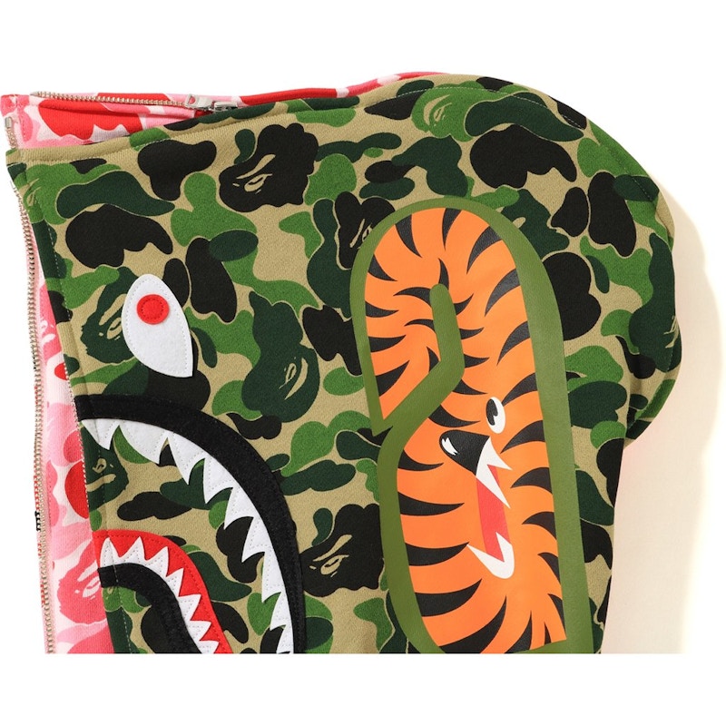 Lookbook Bape ABC 分離鯊魚全拉鍊連帽外套 粉綠色
