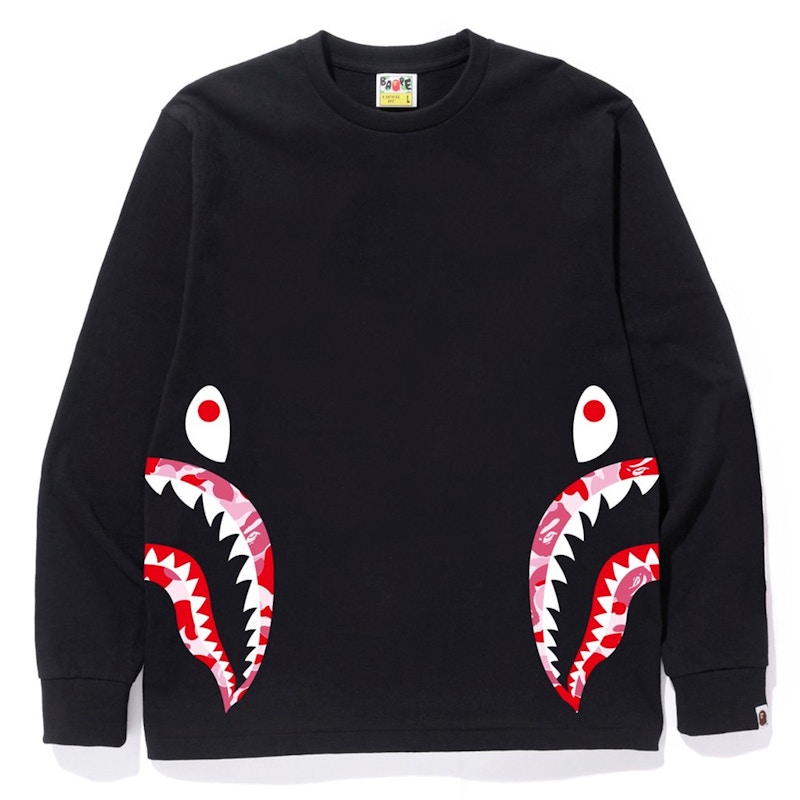 Buy Bape ABC Side Shark LS Tee Black Pink