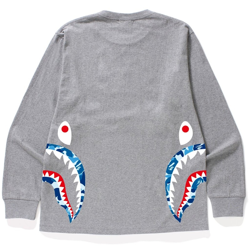 Bape ABC Side Shark LS Tee Grey Blue 圖 2