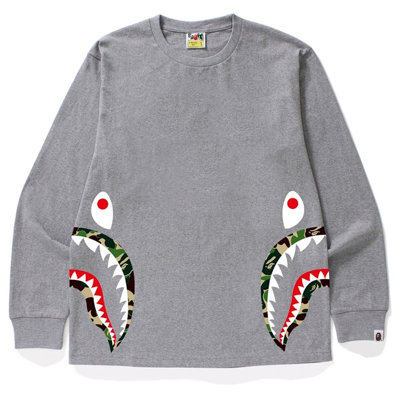 Bape ABC Side Shark LS Tee Grey Green