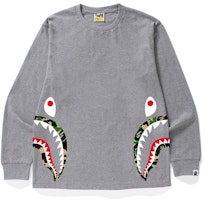 Bape ABC Side Shark LS Tee Grey Green Bape ABC Side Shark LS Tee Grey Green