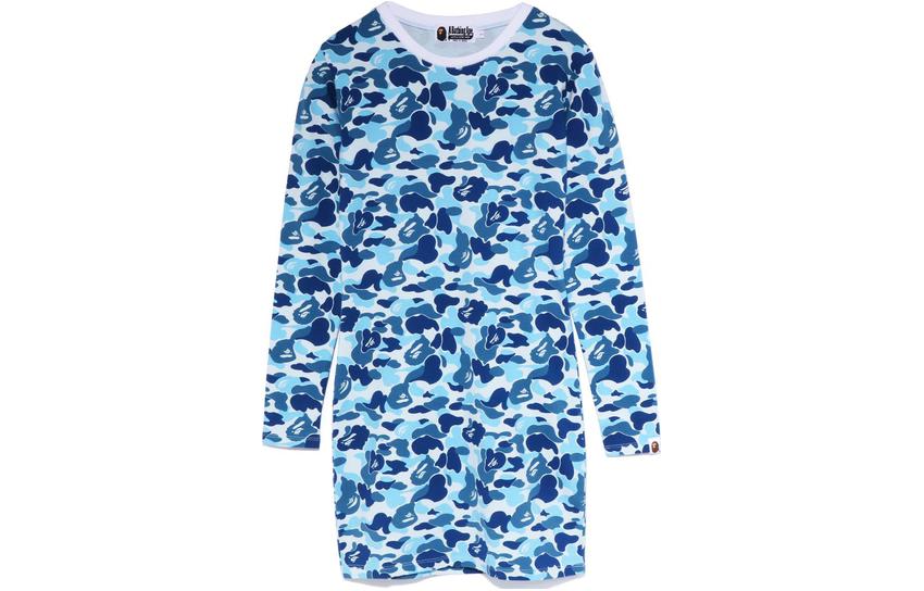 BAPE All-Over Camo Print Long Sleeve Crewneck Dress. 0ZXDSW235004J