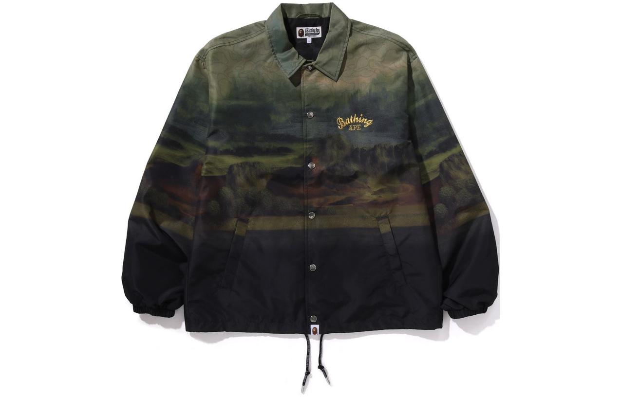 BAPE All-Over Print Patchwork Slim-Fit Jacket Green Long Sleeve 1K30-140-301
