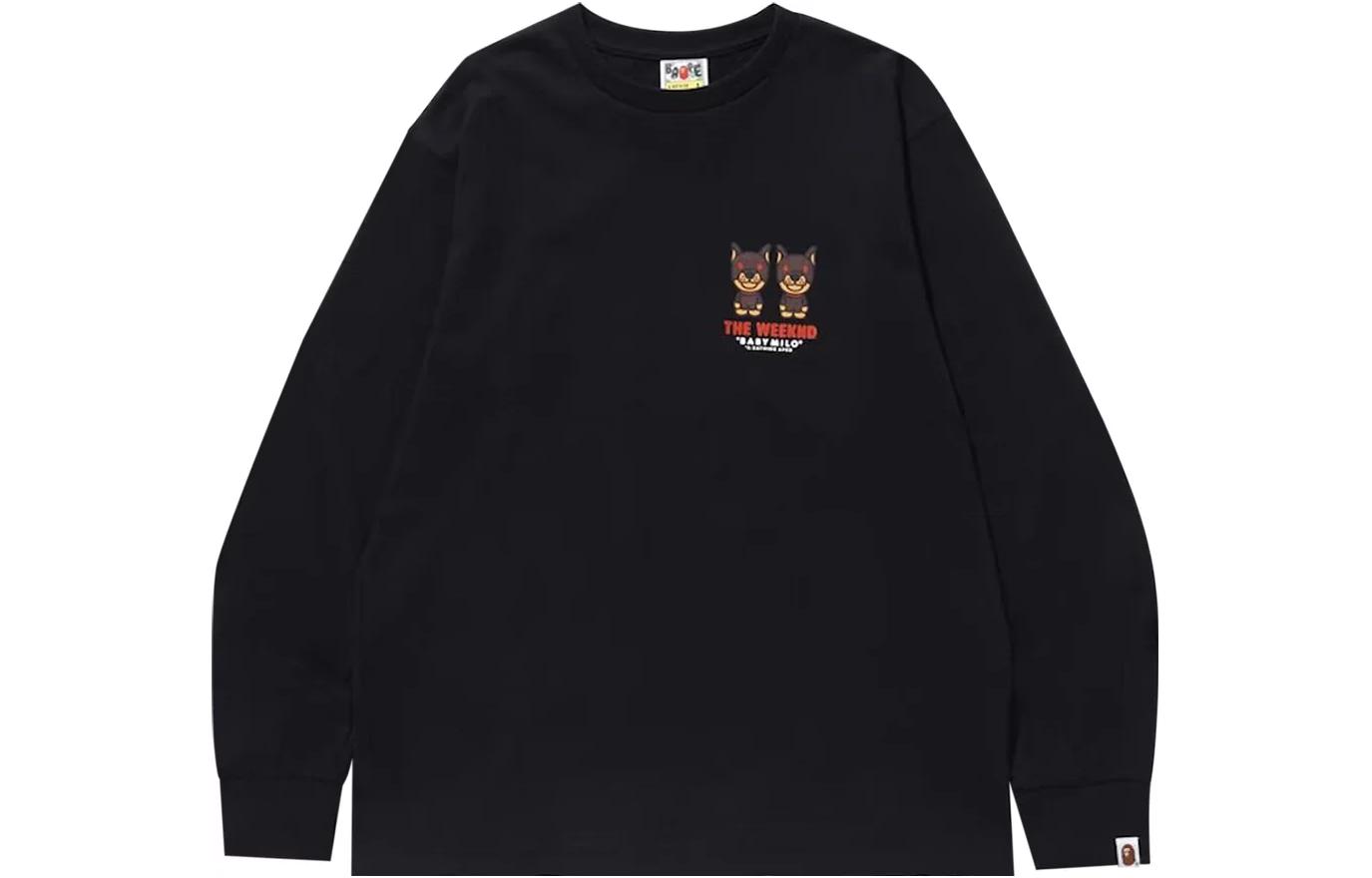 BAPE Alphabet Animal Print Crewneck Sweatshirt Black 2F73-111-924