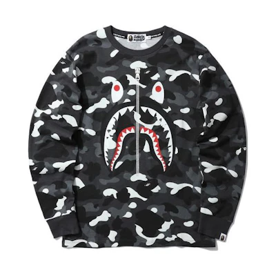 BAPE Animal Print Crewneck Long Sleeve Sweatshirt Black () OZXLTM11008XD