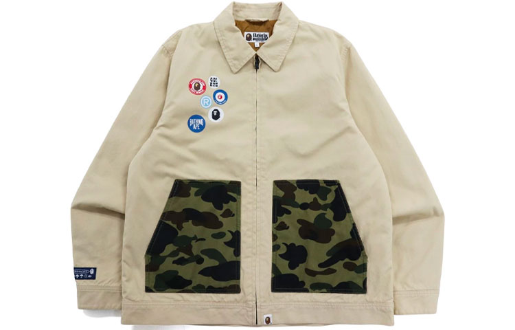 BAPE Ape Head Camo Badge Graphic Zip Waist Jacket 1h80-140-020