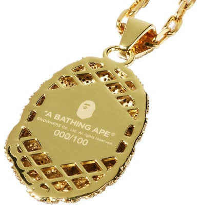 BAPE Ape Head Crystal Stone Necklace 'Gold' Lookbook BAPE Ape Head Crystal Stone Necklace 'Gold'