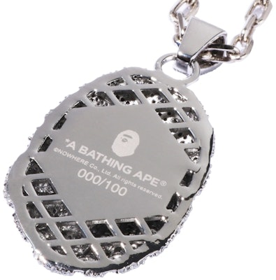 BAPE Ape Head Crystal Stone Necklace 'Silver' Lookbook BAPE Ape Head Crystal Stone Necklace 'Silver'