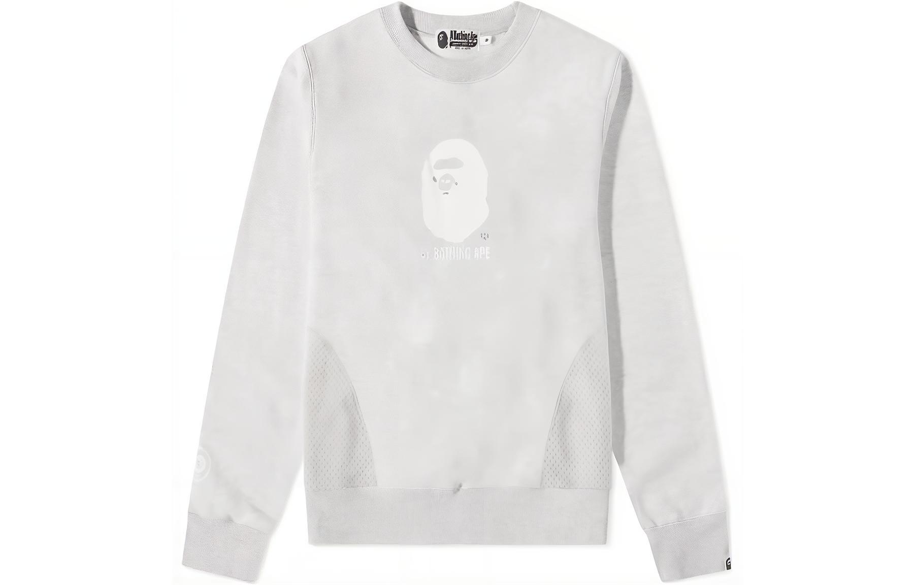 BAPE Ape Head Logo Crewneck Sweatshirt Unisex Gray Long Sleeve 001SWI801003M