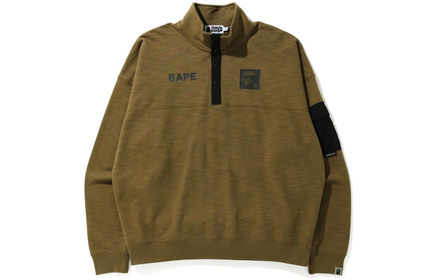 BAPE Ape Head Logo Half-Zip Long Sleeve Sweatshirt 0ZXSWM113004G