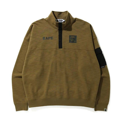 BAPE Ape Head Logo Half-Zip Long Sleeve Sweatshirt 0ZXSWM113004G