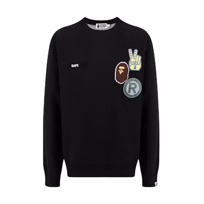 BAPE Ape Head Logo Long Sleeve Geometric Print Sweatshirt Black () 001SWH801004MBLACK