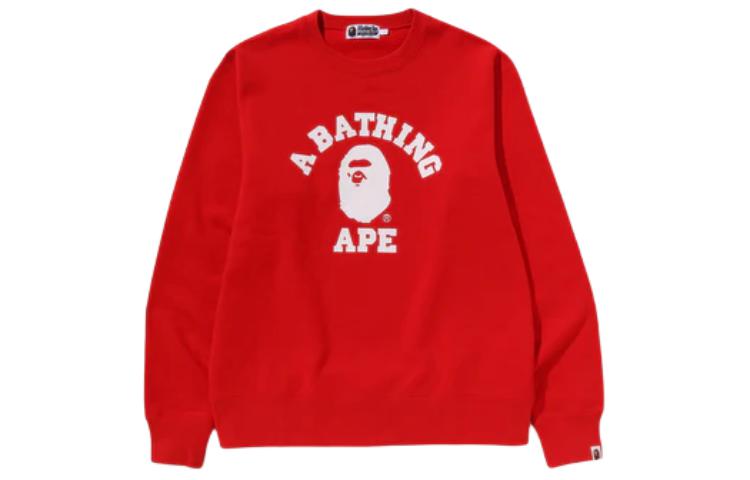 BAPE Ape Head Logo Print Red Pullover Crewneck Sweatshirt Unisex 1K20-113-008
