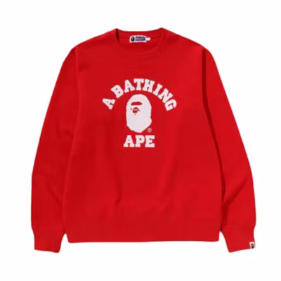 BAPE Ape Head Logo Print Red Pullover Crewneck Sweatshirt Unisex 1K20-113-008