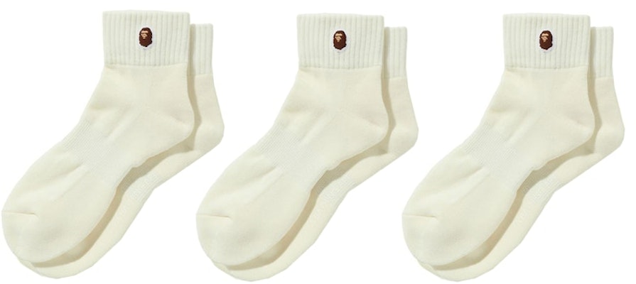 BAPE Ape Head One Point Ankle Socks (3 Pair) Socks White Buy BAPE Ape Head One Point Ankle Socks (3 Pair) Socks White