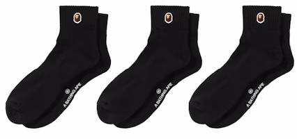 BAPE Ape Head One Point Ankle Socks (3 Pair) Socks Black BAPE Ape Head One Point Ankle Socks (3 Pair) Socks Black