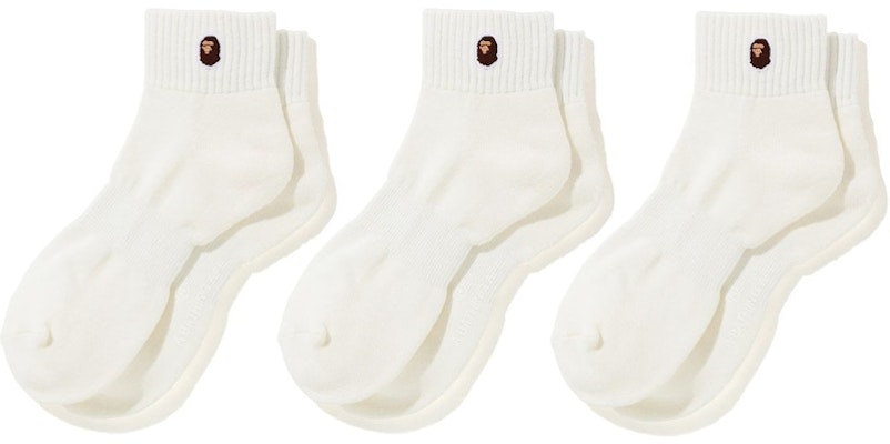 BAPE Ape Head One Point Ankle Socks (3pack) White Buy BAPE Ape Head One Point Ankle Socks (3pack) White