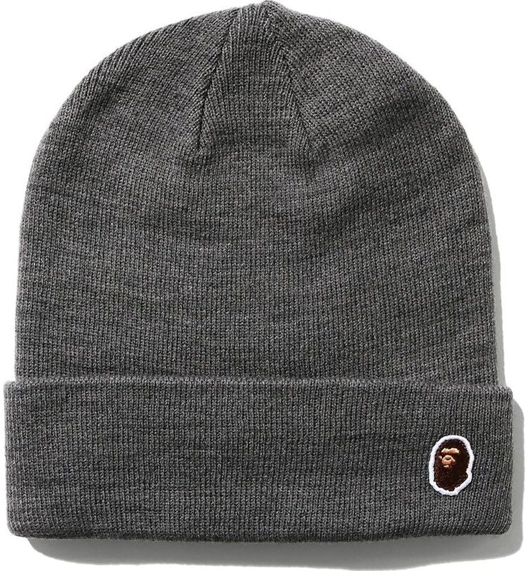 bape-ape-head-one-point-beanie-grey