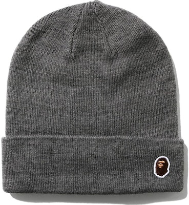 Bape Ape Head One Point Beanie Grey Buy Bape Ape Head One Point Beanie Grey