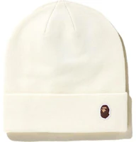 Bape Ape Head One Point Beanie White Bape Ape Head One Point Beanie White