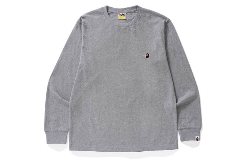 Buy BAPE Kaos Lengan Panjang Ape Head One Point Abu-abu