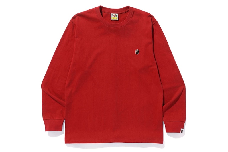 BAPE Ape Head One Point LS Tee Red