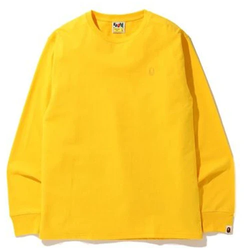 bape-ape-head-one-point-ls-tee-yellow