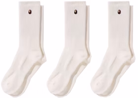 BAPE Ape Head One Point Socks (3 Pack) White BAPE Ape Head One Point Socks (3 Pack) White