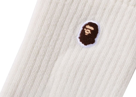 BAPE Ape Head One Point Socks (3 Pack) White Order BAPE Ape Head One Point Socks (3 Pack) White