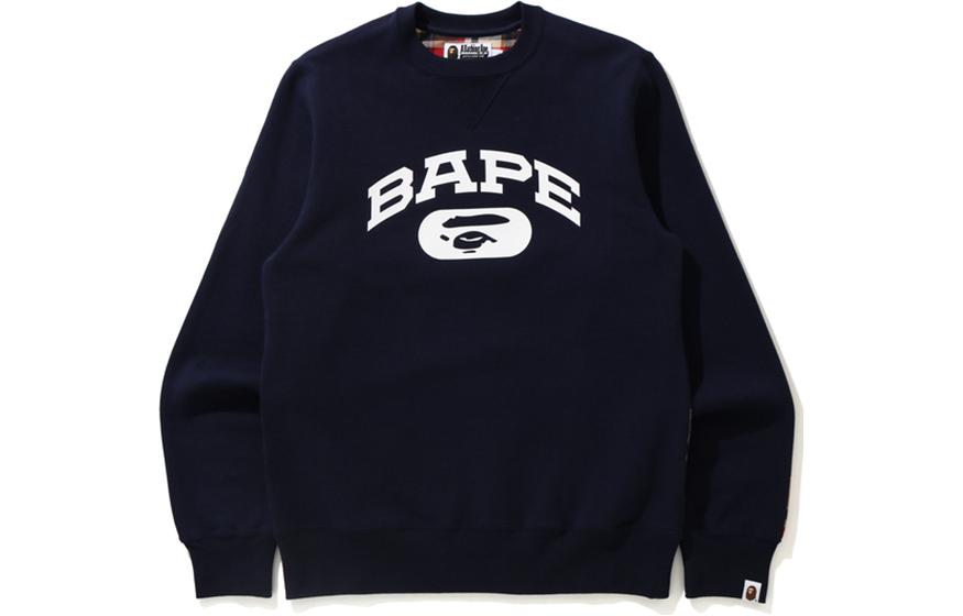 Shop BAPE 猿人頭印花圓領長袖衛衣 0ZXSWM113001G