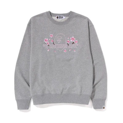 BAPE Ape Head Sakura Crewneck Long Sleeve Sweatshirt Grey () 1J20-113-006