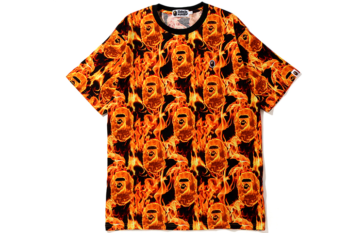 BAPE Ape Head Series  Repeat Logo Embroidery Crewneck T-Shirt. 0ZXTEM109010E