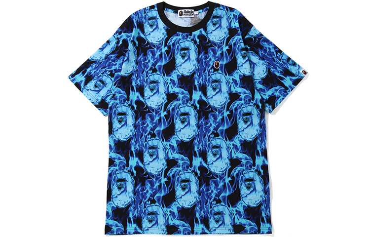 Shop BAPE 大猩猩頭系列重複Logo刺繡長袖T恤。 0ZXTEM109010E