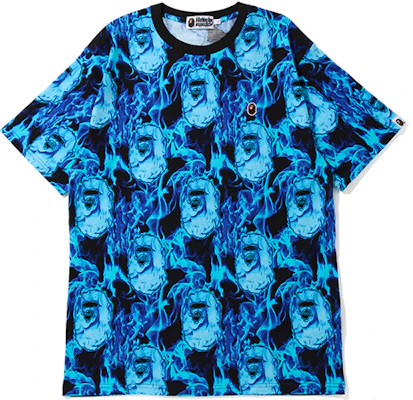 BAPE 大猩猩頭系列重複Logo刺繡長袖T恤。 0ZXTEM109010E Shop BAPE 大猩猩頭系列重複Logo刺繡長袖T恤。 0ZXTEM109010E