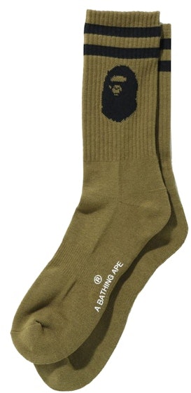 bape-ape-head-socks-olivedrab