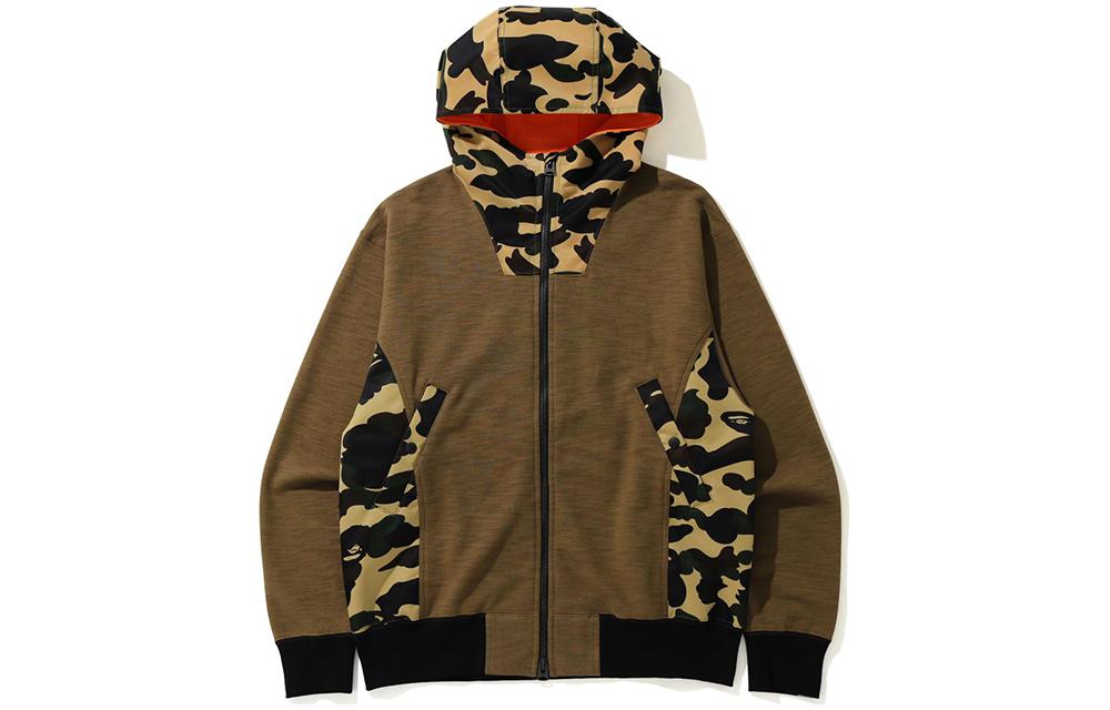 BAPE Ape Head Tiger Camo Zip-Up Hoodie Brown 0ZXSWM115005G-GRD