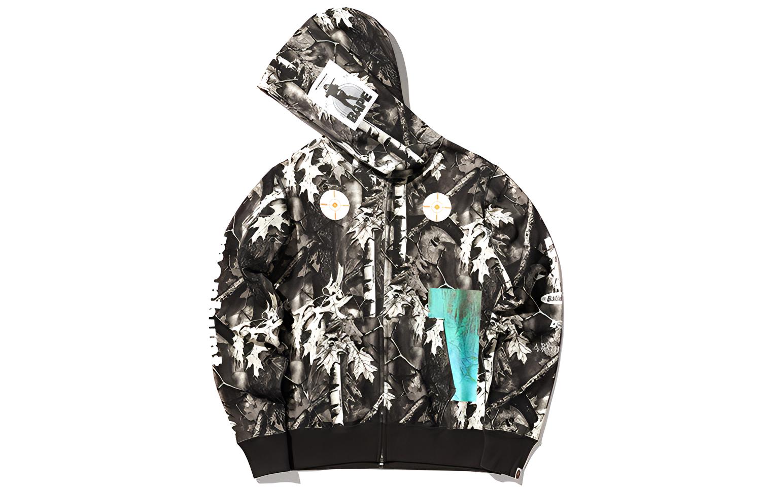 BAPE Ape Letter Print Leaf Pattern Hoodie Jacket Unisex. 0ZXSWM115013C