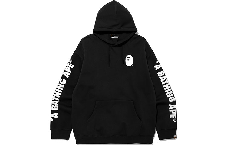 BAPE Ape Logo Letter Print Solid Color Hoodie Men 0ZXSWMSWFW04F