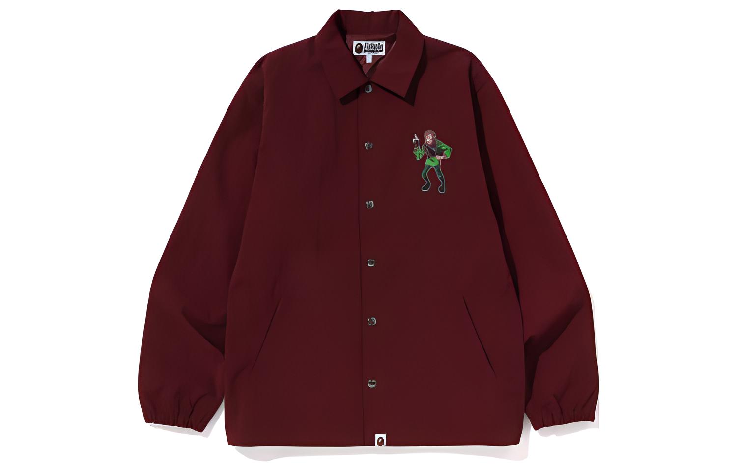 BAPE Ape Logo Print Solid Color Polo Collar Jacket Men 0ZXLJM140010K