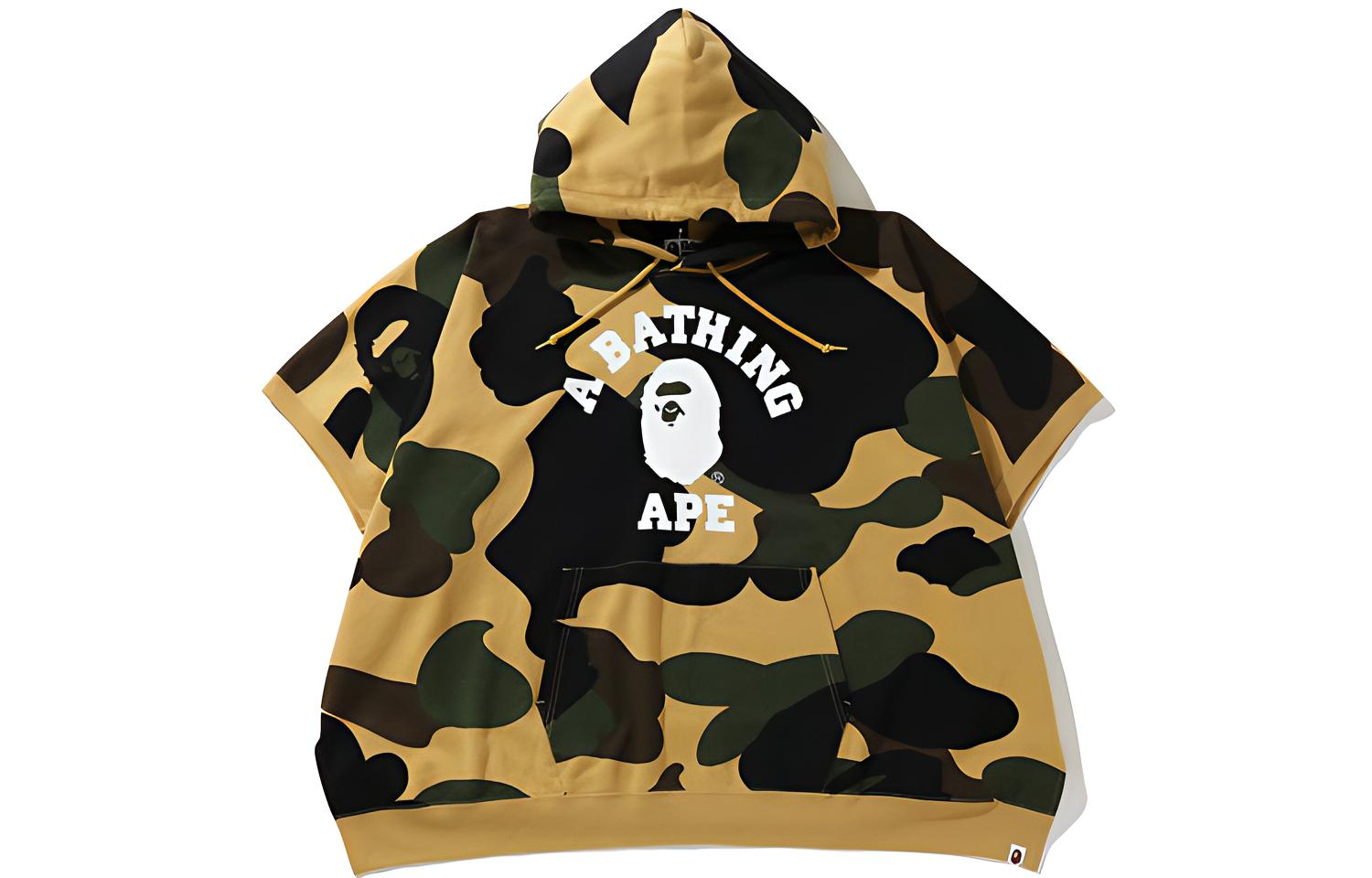 BAPE Ape Logo Printed Short-Sleeve Hoodie Unisex 0ZXSWM114016G