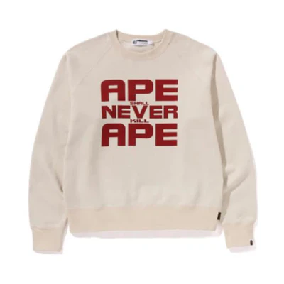BAPE Ape Shall Never Kill Ape Crewneck Letter Print Sweatshirt Mens 1K20-113-005