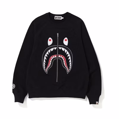 Bape Applique Shark Crewneck Black