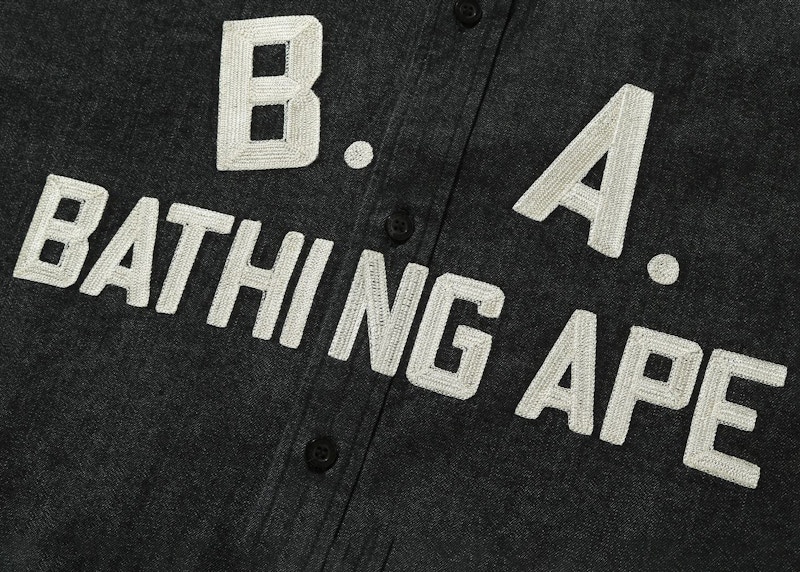 Order BAPE B.A Loose Fit Denim Shirt 'Black'