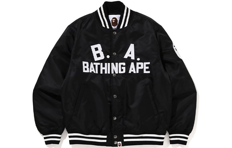 BAPE BA Nylon Varsity Jacket Letter Logo Print Jacket 1I30-141-003