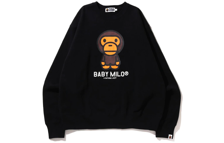BAPE Baby Milo Relaxed Fit Crewneck Sweatshirt Logo Design Pullover 2I30-113-016